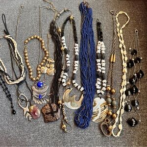 Lot of 15 Necklaces Vintage to Modern Estate Sale Mixed Material/Styles - F